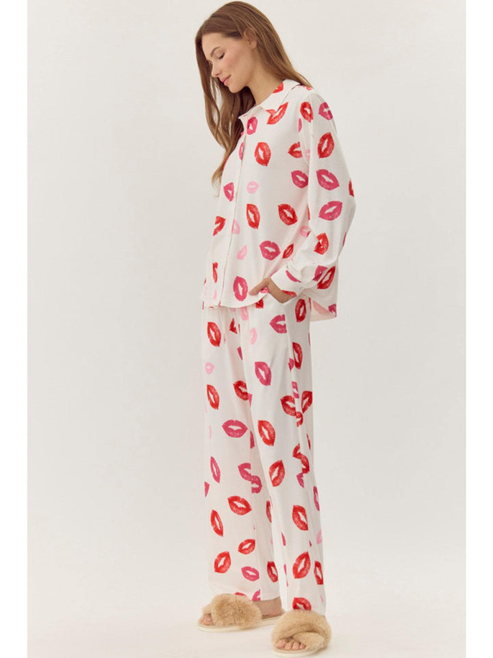 Lips Print PJ Top