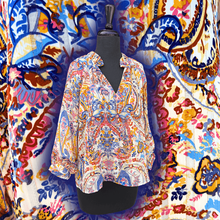 Fall Paisley Print Blouse