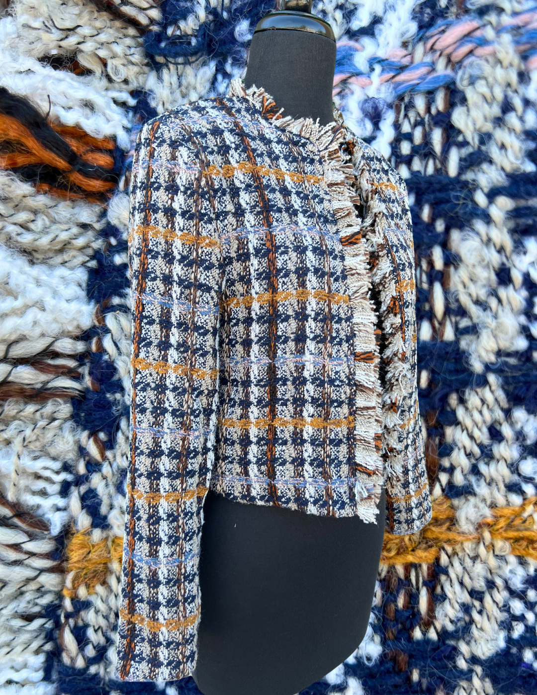 Plaid print Tweed Boxy Blazer fall colors trendy boutique