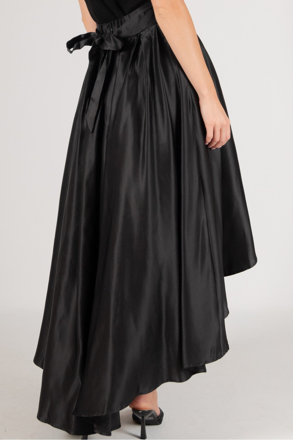 Structured High Low Satin Skirt carrie bradshaw style inspo look alike  womens boutique online