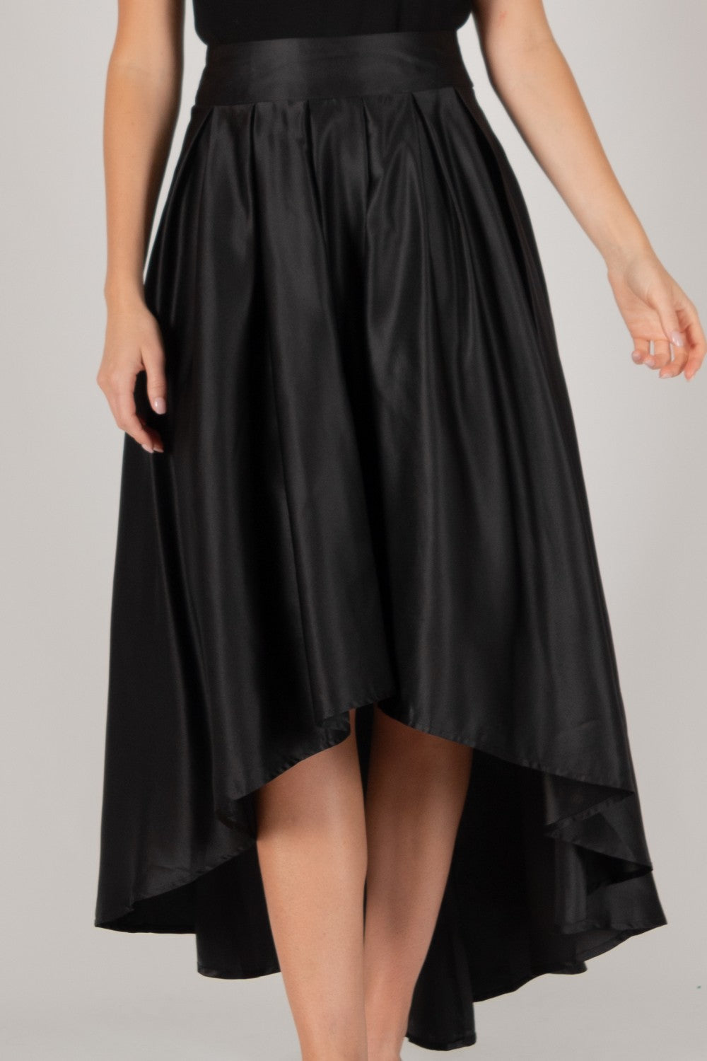 Structured High Low Satin Skirt carrie bradshaw style inspo look alike  womens boutique online black