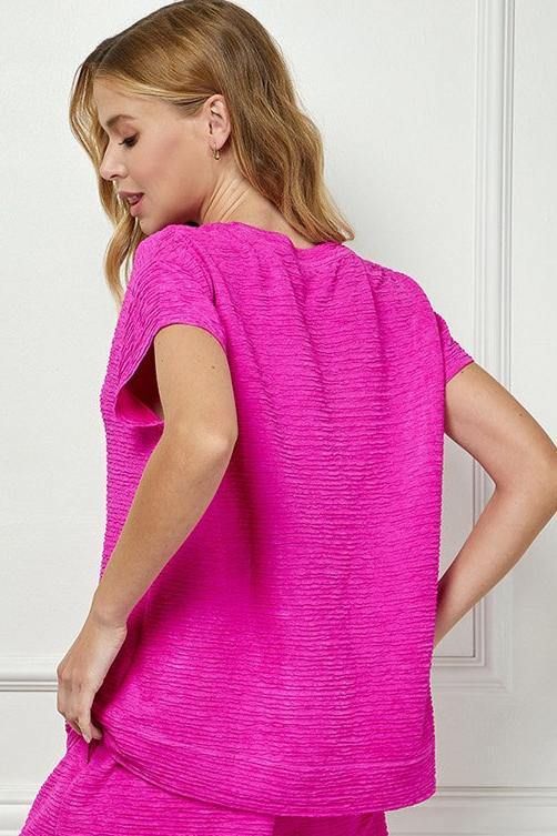 Pink Textured Athleisure Top