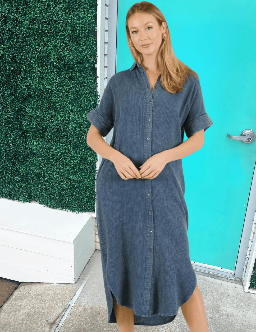 before you collection maxi gauze denim color dress boutique near me online