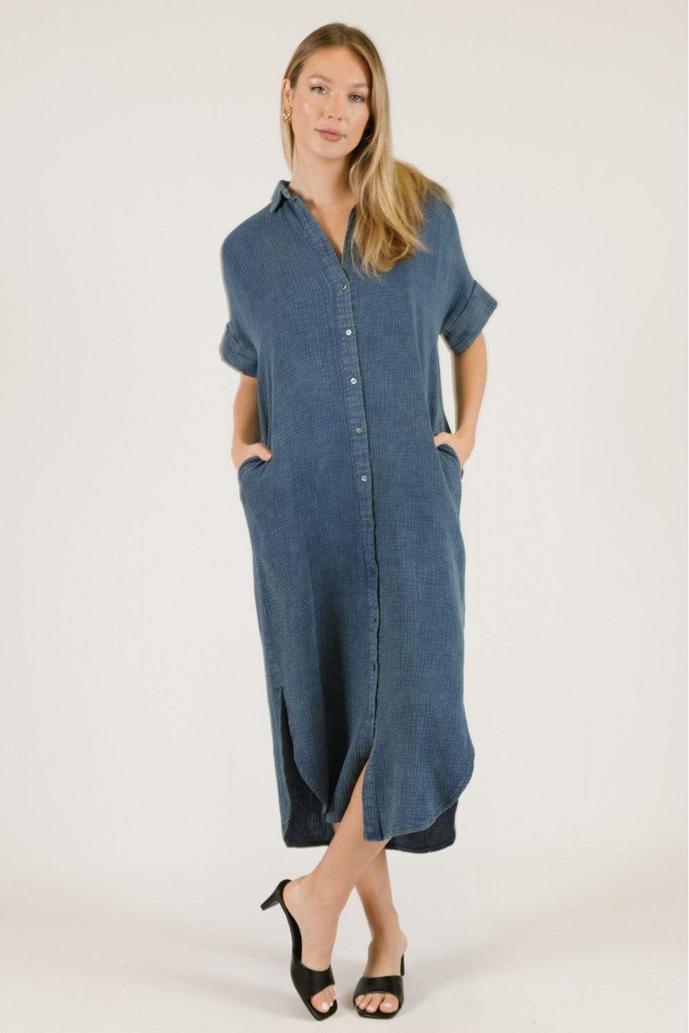 before you collection maxi gauze denim color dress boutique near me online