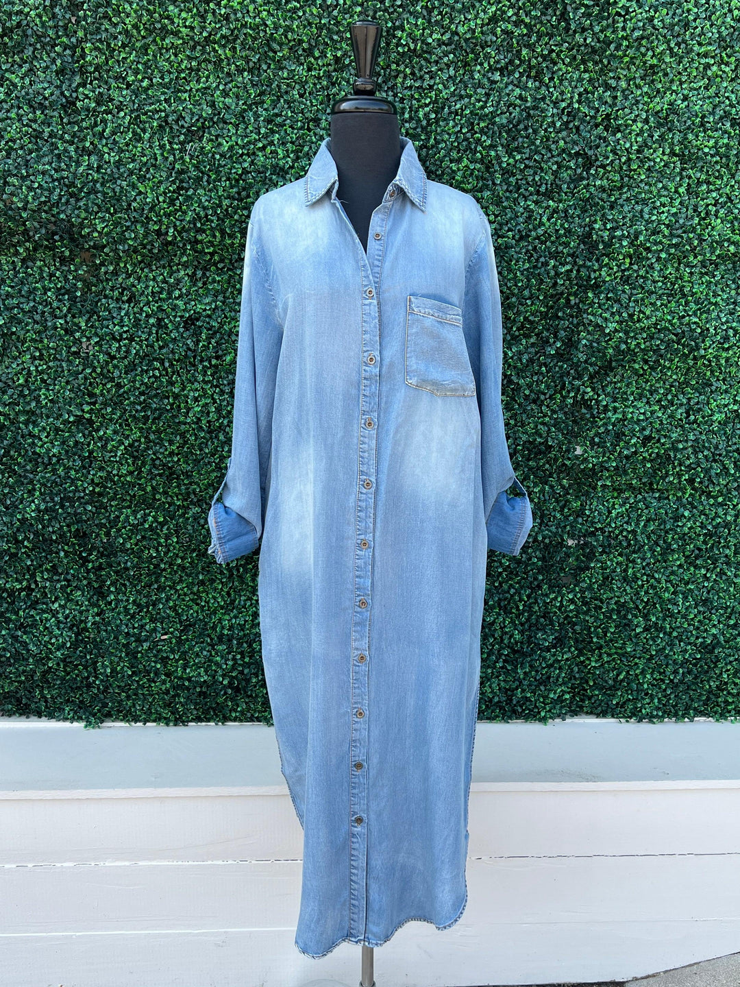 Geegee dresses long maxi denim tres chic houston shirt dress