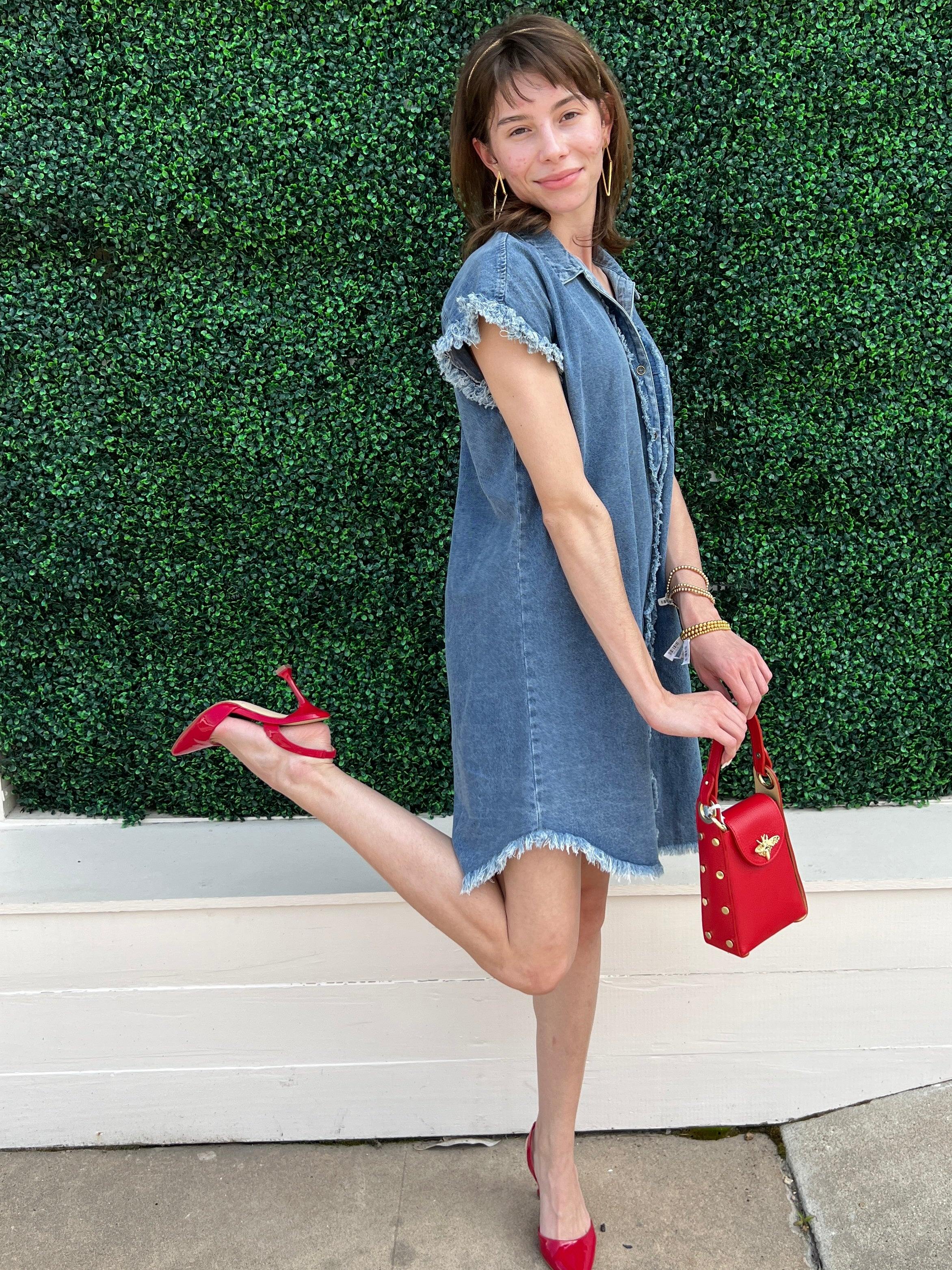 Frayed Denim Dress | Summer Dresses Boutique – Très Chic Boutique