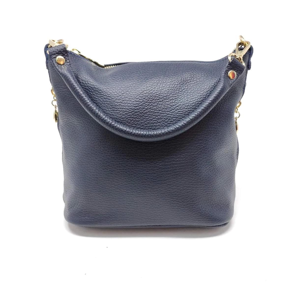 Beatrice Navy Leather Buckle Handbag | Ines de la Fressange