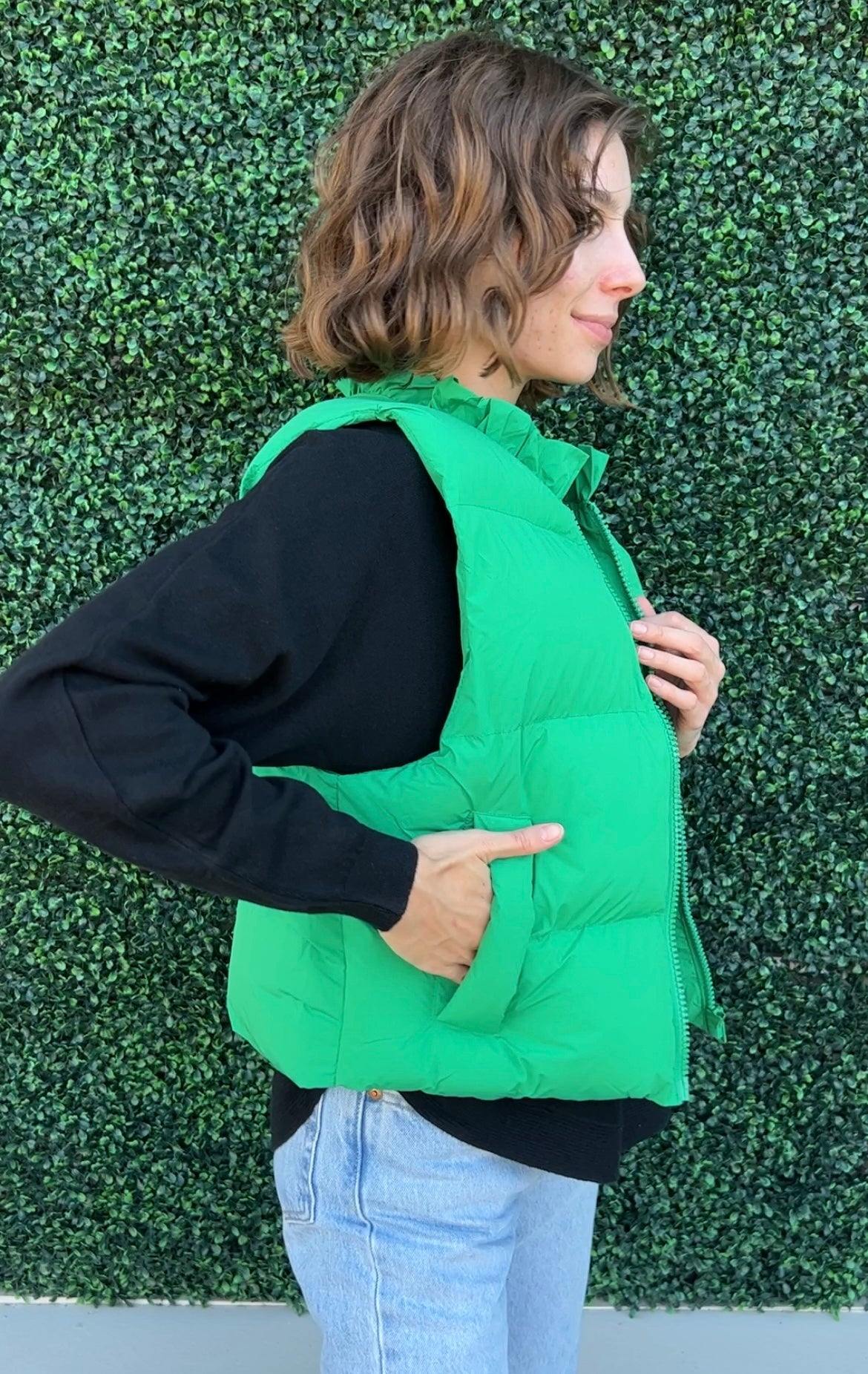 Kelly green outlet puffer vest