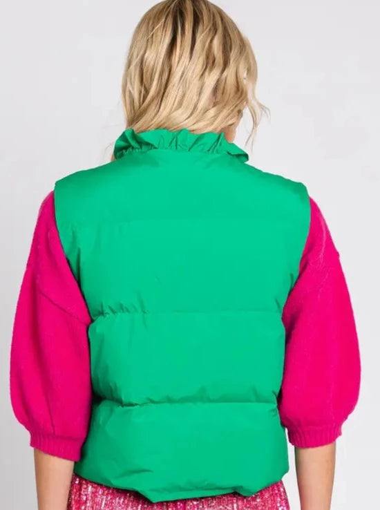 Bright green puffer on sale vest