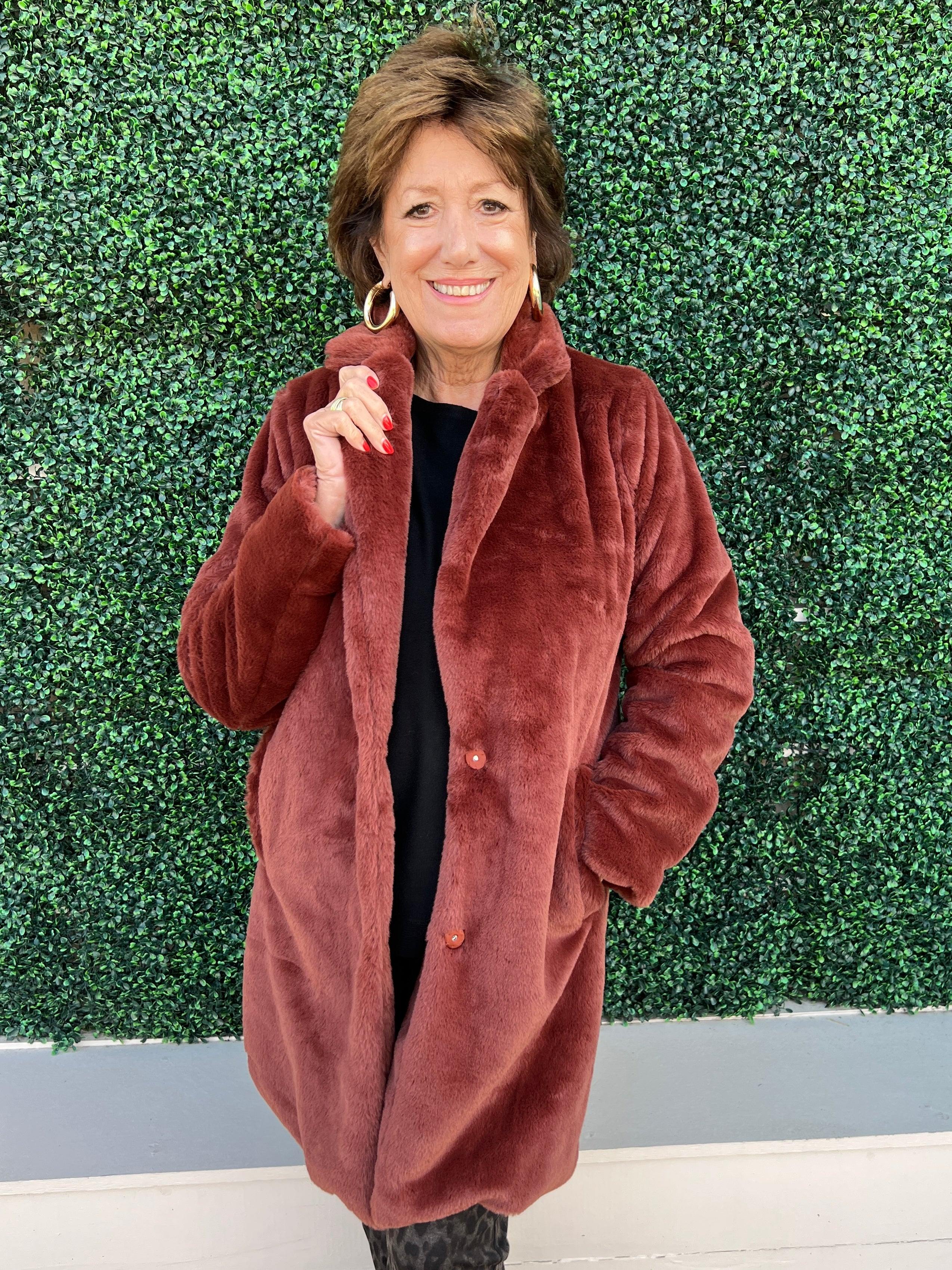 Faux Fur Long Coat Faux Fur Collection Tres Chic Boutique Chocolate L