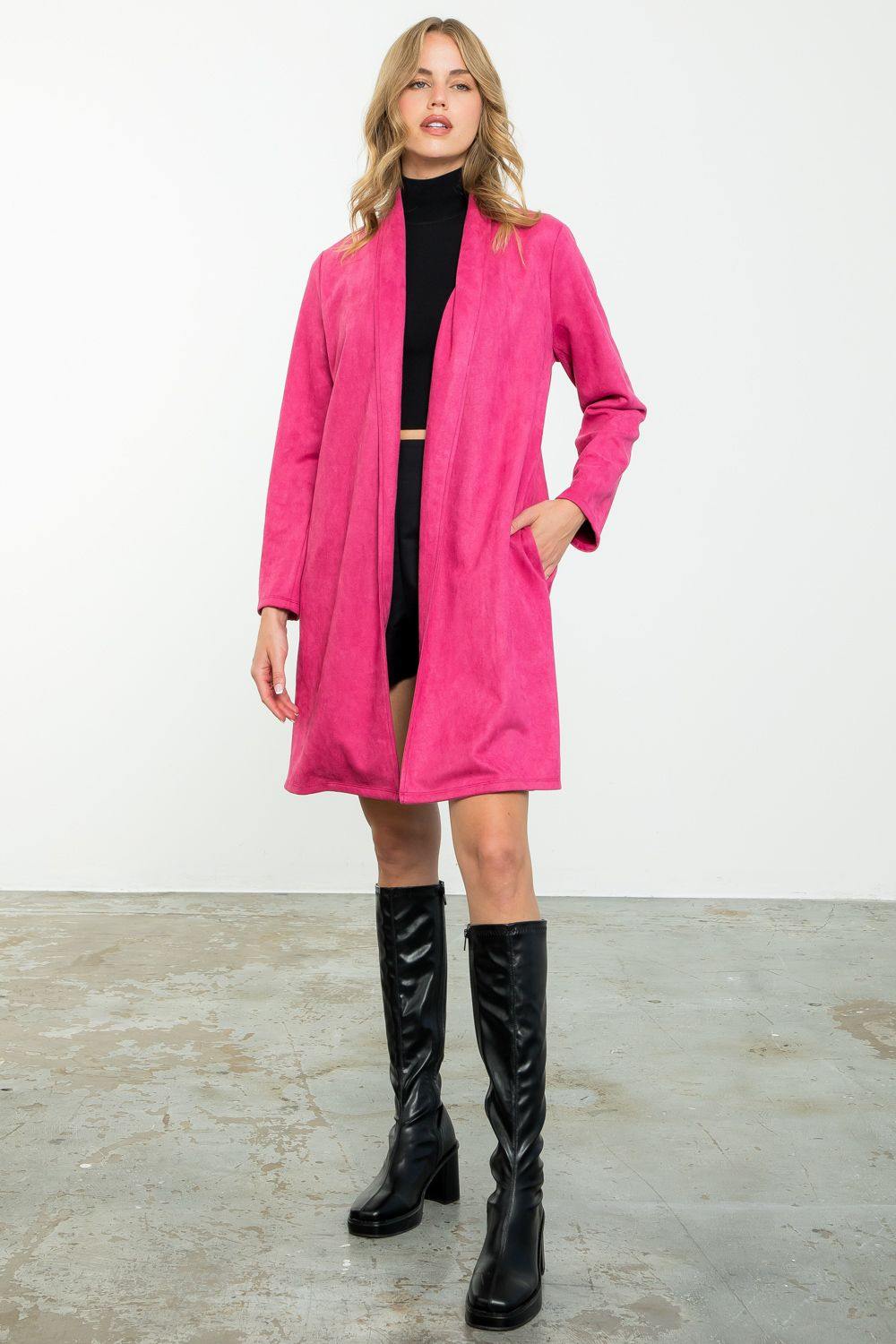 Pink faux hotsell suede coat