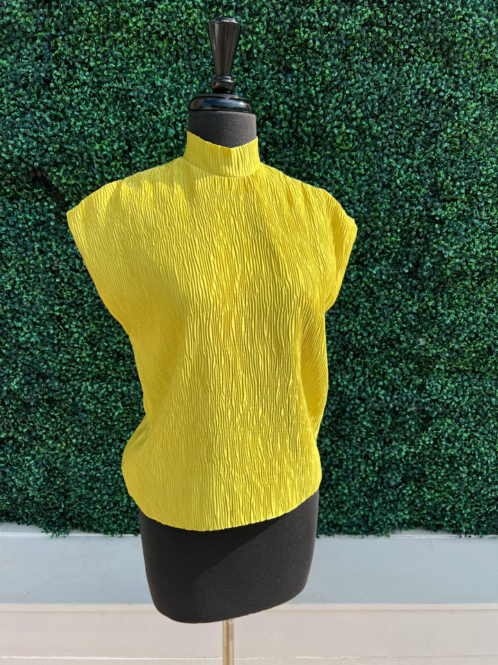 Chartreuse Textured top THML Brand cap sleeve