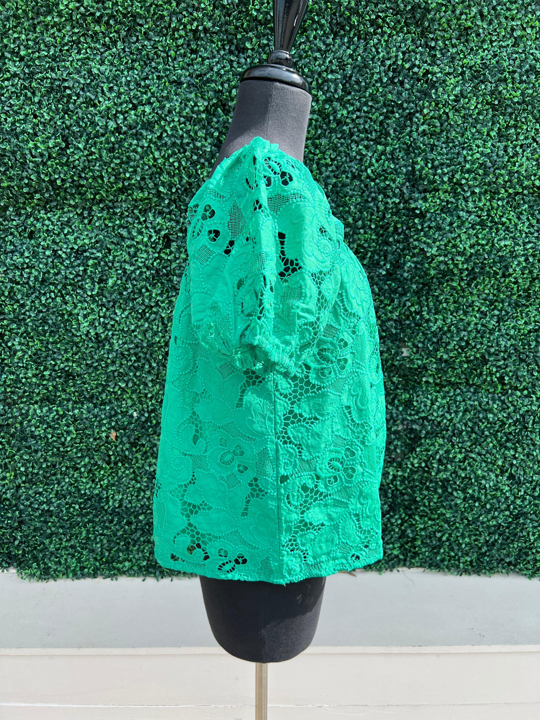 Lacy Green Blouse by Jade Brand tres chic womens online trendy boutique