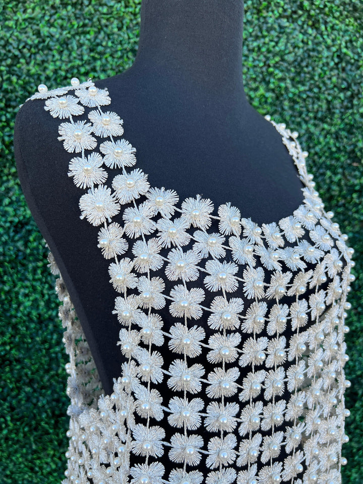 Crochet Pearl Overlay Top dressy sequin concert unique accessories womens boutique