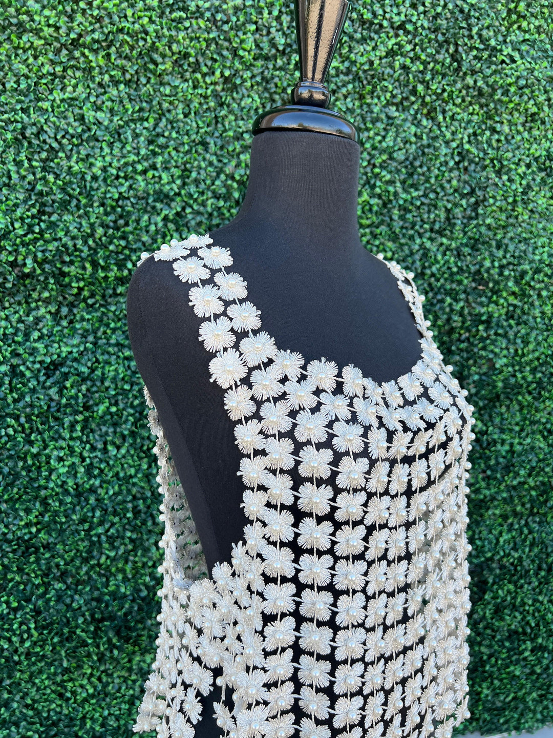 Crochet Pearl Overlay Top dressy sequin concert unique accessories womens boutique