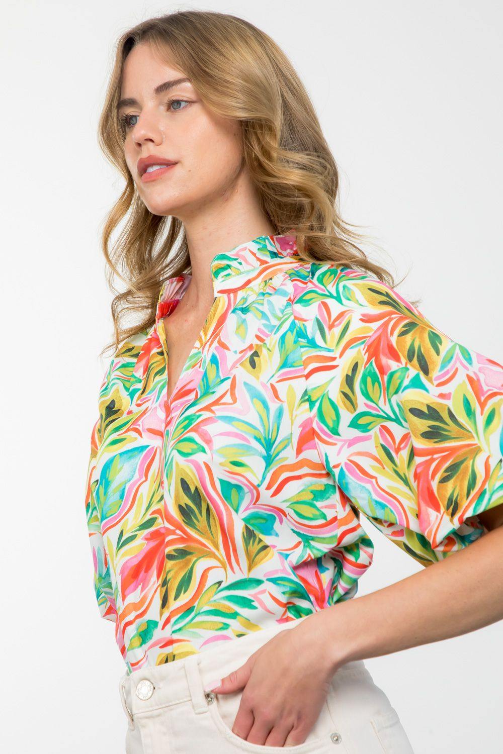 Floral Puff Blouse, THML Brand Tops and Dresses