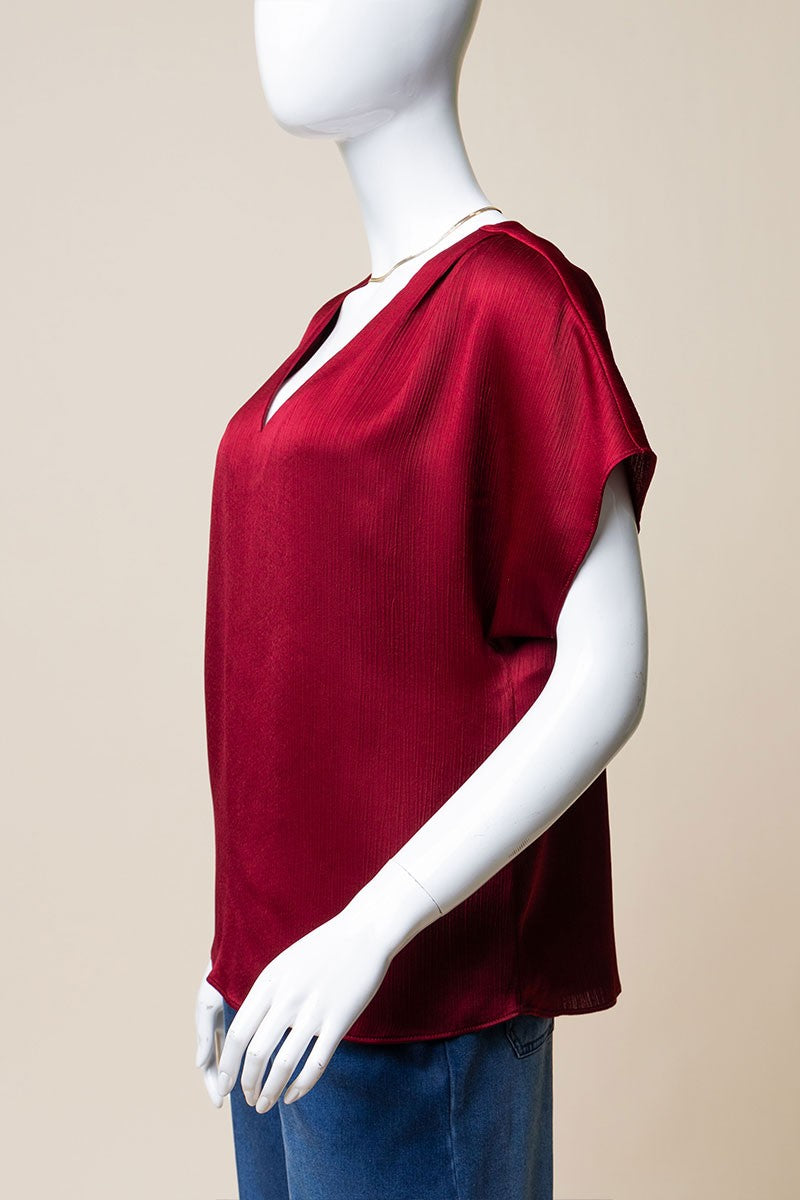 silky Naked Zebra maroon textured top