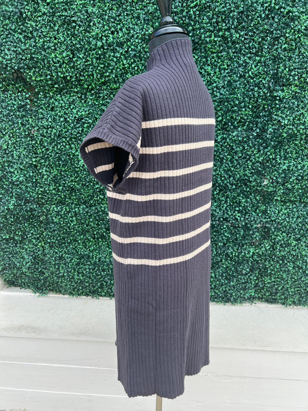 where to buy she and sky grey blue and cream striped sweater dress with cap sleeves